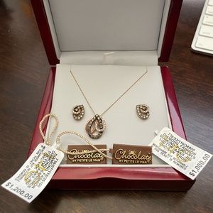 Petite Levian Chocolate Diamond Rose Gold earrings and necklace (authentic!)